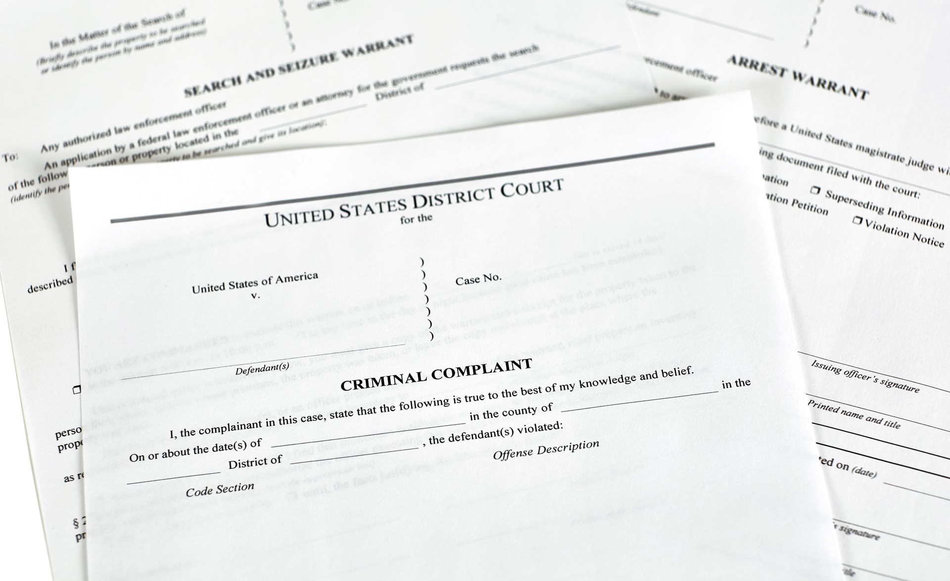 Criminal Complaint Court Papers